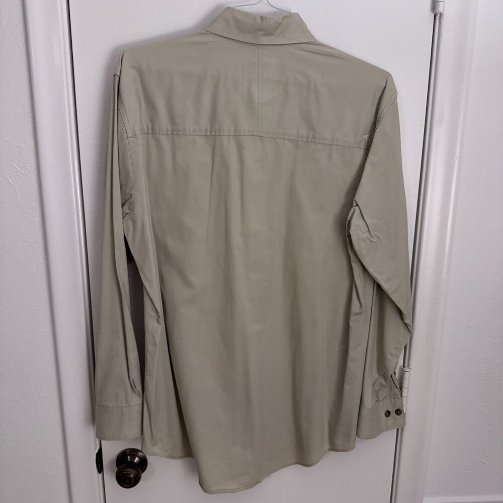 Mens Medium Mountain Khaki Tan Long Sleeve Utility Work Shirt 100% Cotton VGUC - Picture 3 of 10
